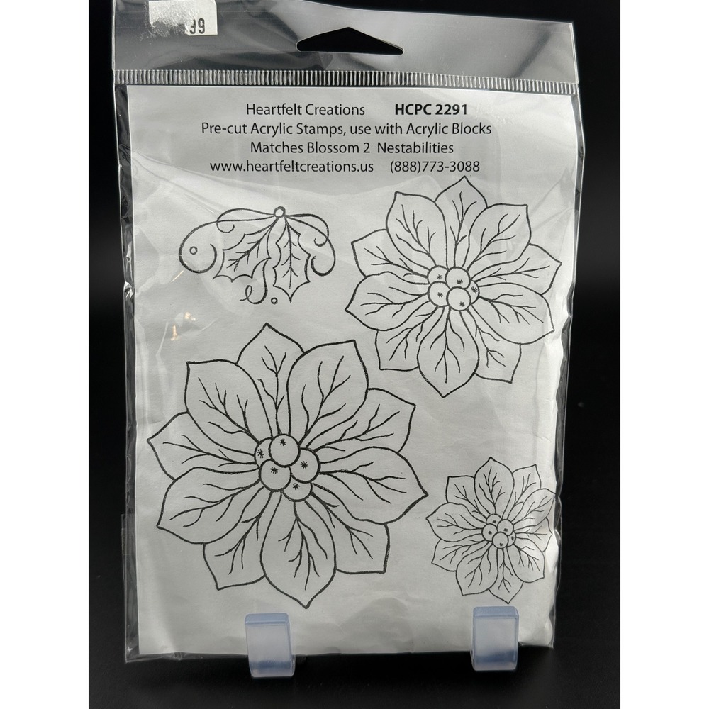 Heartfelt Creations‎ HCPC 2291 Poinsettia Holly Pre-Cut Acrylic Stamps Set